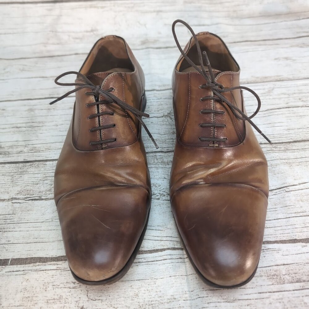 Magnanni Flex Brown Leather Oxford Dress Shoes Men Size 11
